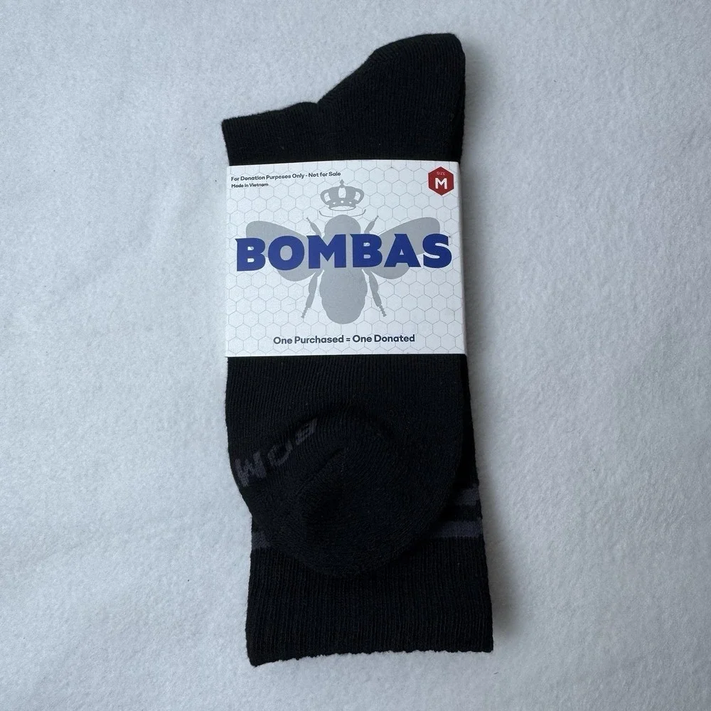 New Bombas Crew Socks Adult Unisex Black Gray Honeycomb M 6-9 W 8-10.5